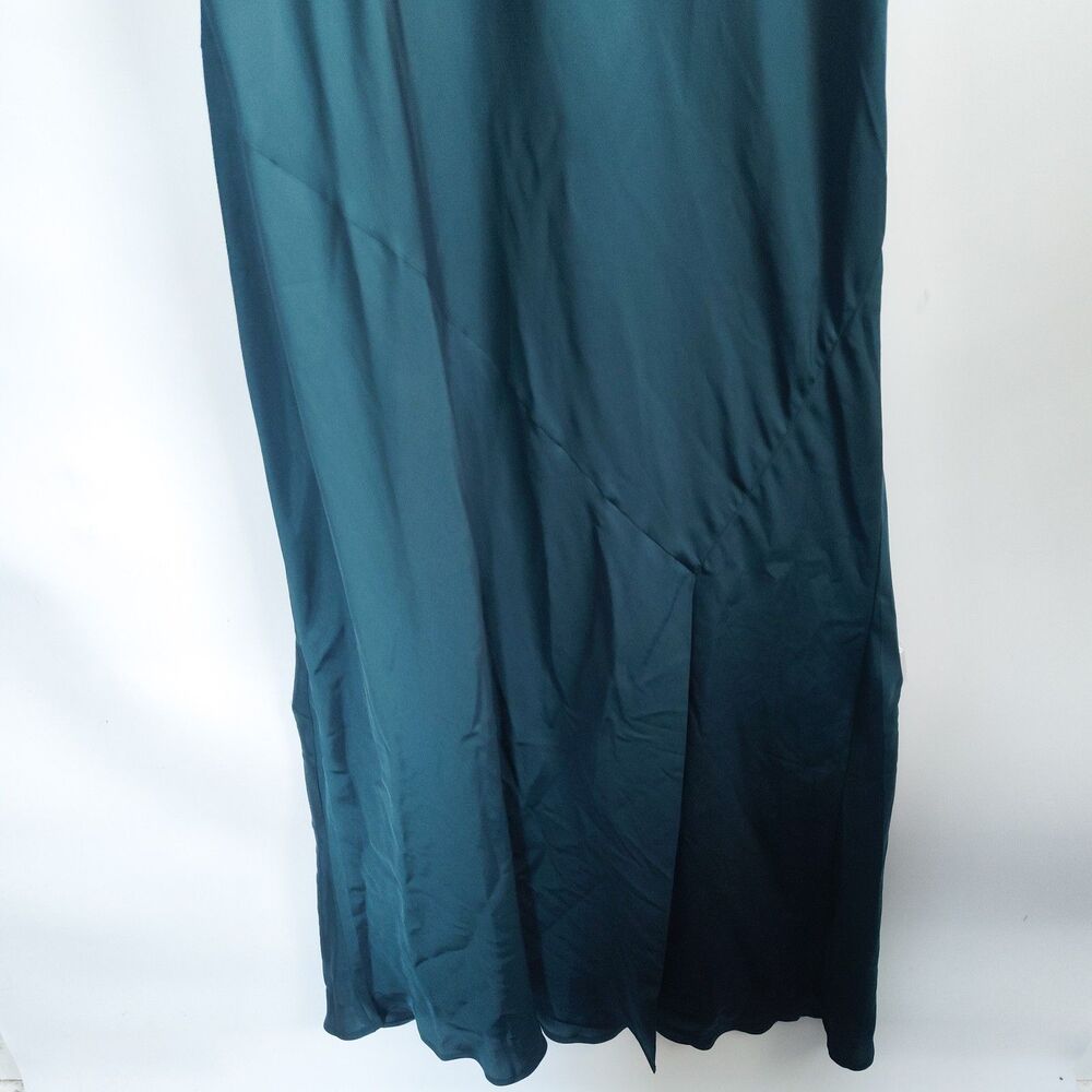 New Banana Republic Teal Silky Twill Slit Maxi Slip Tank Dress Size XL NWT Satin - Picture 8 of 16